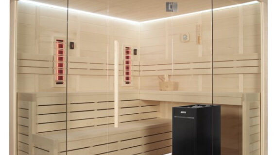 Kombinovaná finská sauna s infrazářiči AWT E1201B IR topol 205x205 9kW Vitro